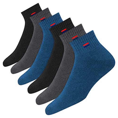 NAVYSPORT 6 Paar Sneaker Socken Herren Damen Sportsocken Baumwoll Socken Quarter Socken Unisex. (Mehrfarbig, 6 Paar, EU 43-46) von NAVYSPORT