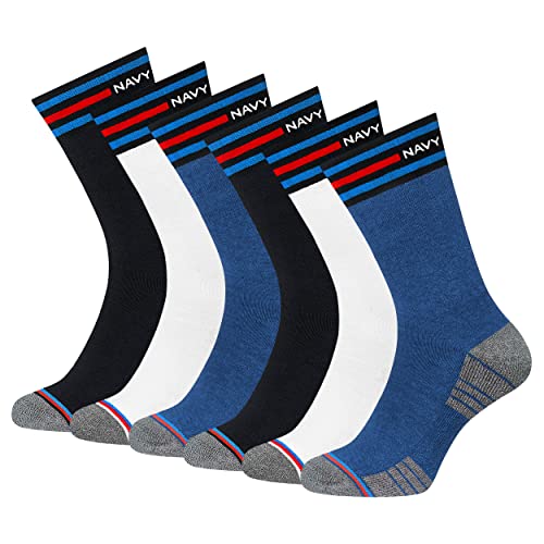 NAVYSPORT 6 Paar Sportsocken Herren Socken Baumwolle mit Kissen (EU 35-38, Mehrfarbig) von NAVYSPORT