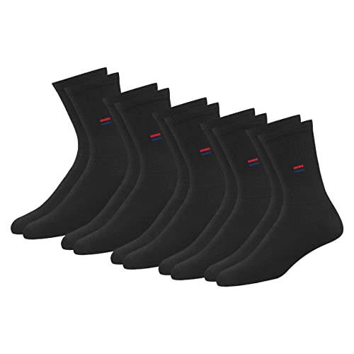 NAVYSPORT Unisex Crew Sportsocken 5er Pack Baumwolle Socken, für Damen Herren. (Schwarz, 5 Paar, EU 43-46) von NAVYSPORT