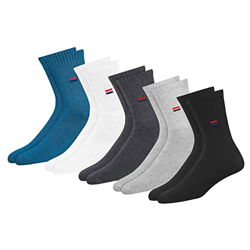 NAVYSPORT Unisex Crew Sportsocken 5er Pack Baumwolle Socken, für Damen Herren. (Mehrfarbig, 5 Paar, EU 47-49) von NAVYSPORT