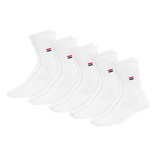 NAVYSPORT Unisex Crew Sportsocken 5er Pack Baumwolle Socken, für Damen Herren. (Weiß, 5 Paar, EU 43-46) von NAVYSPORT