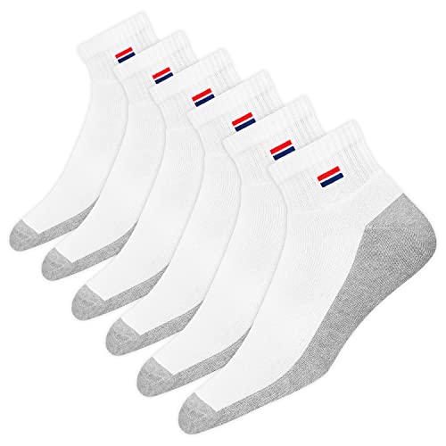 NAVYSPORT 6 Paar Sneaker Socken Herren Damen Sportsocken Baumwoll Socken Quarter Socken Unisex. (Weiß, 6 Paar, EU 38-42) von NAVYSPORT