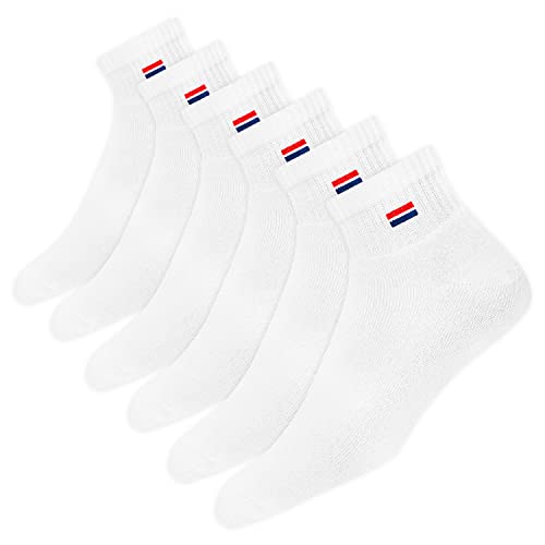 NAVYSPORT 6 Paar Sneaker Socken Herren Damen Sportsocken Baumwoll Socken Quarter Socken Unisex. (Weiß, 6 Paar, EU 47-49) von NAVYSPORT