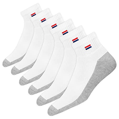 NAVYSPORT 6 Paar Sneaker Socken Herren Damen Sportsocken Baumwoll Socken Quarter Socken Unisex. (Weiß, 6 Paar, EU 47-49) von NAVYSPORT