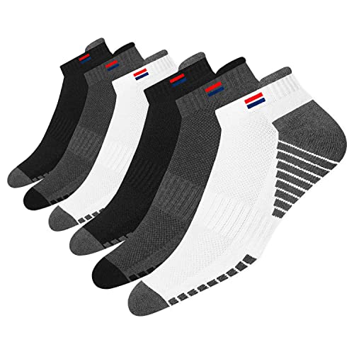 NAVYSPORT 6 Paar Sneaker Socken Herren Damen Sportsocken Baumwolle Socken Kurz Socken Unisex (Mehrfarbig, EU 43-46) von NAVYSPORT