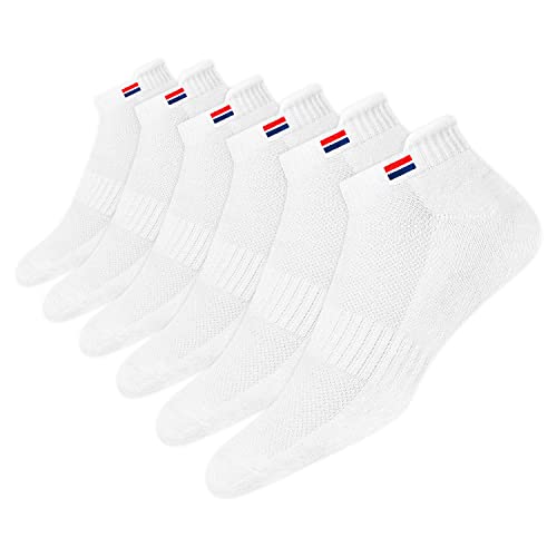 NAVYSPORT 6 Paar Sneaker Socken Herren Damen Sportsocken Baumwolle Socken Kurz Socken Unisex (Weiß, EU 47-49) von NAVYSPORT