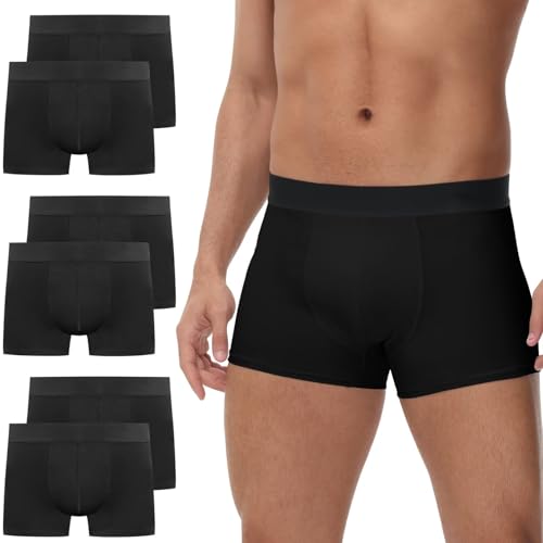 NAWOBAM Boxershorts Herren Schwarz 6 Pack Baumwolle Unterhosen Männer Ohne Kratzenden Zettel Retroshorts Unterwäsche Boxer XXL von NAWOBAM