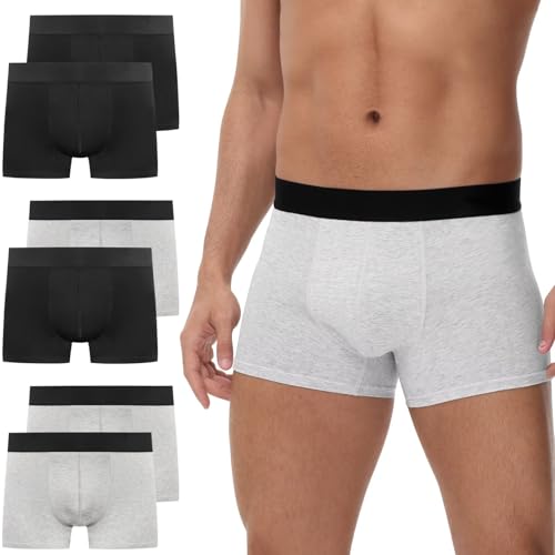 NAWOBAM Herren Boxershorts 6er Pack Ohne Kratzenden Zettel Baumwolle Unterhosen Männer Retroshorts Unterwäsche Boxer Schwarz Grau S NAWOBAM Herren Boxershorts 6er Pack Ohne Kratzenden Zettel Baumwolle Unterhosen Männer Retroshorts Unterwäsche Boxer Schwarz Grau S von NAWOBAM