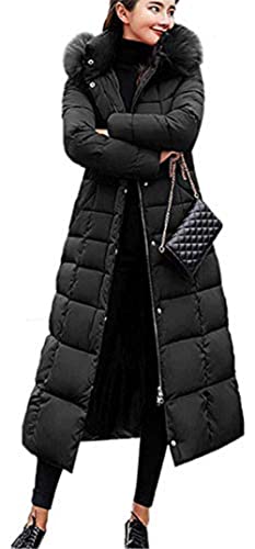 NAY Nalakey Damen Lange Daunenmantel Daunenjacke Warm Parka Jacke mit Fellkapuze Steppjacke Lässig Dicker Wintermantel Daunenmantel Steppmantel Steppjacke von NAY