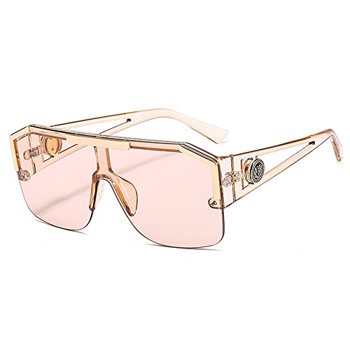 NAY Nalakey Sonnenbrille Übergroße Quadratische Sonnenbrille Anti-UV Brille Metall Vintage Big Frame randlose Sonnenbrille Für Männer und Frauen (01) von NAY