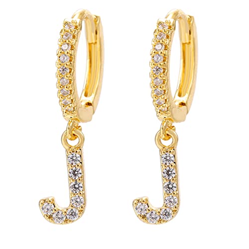 Nalakey Alphabet Ohrringe Modeschmuck mit 26 Alphabet Pendant English Alphabet Earrings Frauen Mädchen Tropfenohrringe Diamant Zirkon Schmuck (J) von NAY