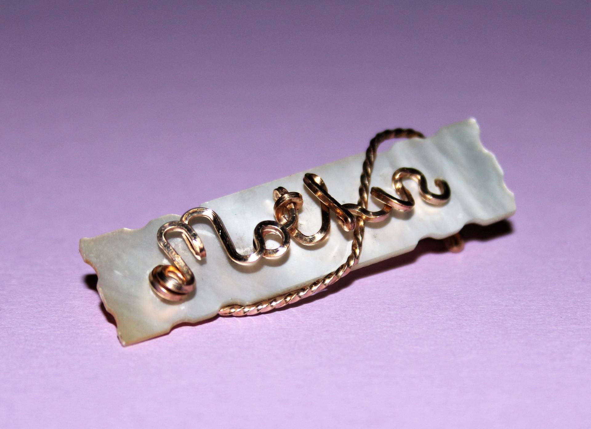 Jahrgang Herrliche Mutter Brosche/Perlmutt/Gold Gefüllt Draht Arbeiten von NAttic