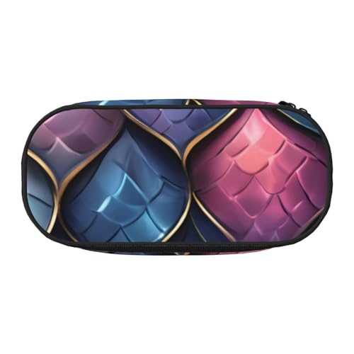 3D Magical Dragon Scales Pattern Print Lightness Portable Pencil Case Spacious Pen Bag School Supplies Makeup Storage, Schwarz , Einheitsgröße, Taschen-Organizer von NBAGHPQ