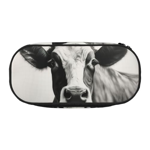 Federmäppchen, Kuh in Schwarz und Weiß, leicht, tragbar, geräumige Stifttasche, Schulbedarf, Make-up-Aufbewahrung, Schwarz , Einheitsgröße, Taschen-Organizer von NBAGHPQ
