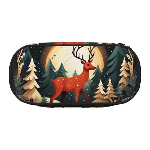 Federmäppchen, Motiv: Frohe Weihnachten, Hirsch, leicht, tragbar, geräumig, Stifttasche, Schulbedarf, Make-up-Aufbewahrung, Schwarz , Einheitsgröße, Taschen-Organizer von NBAGHPQ