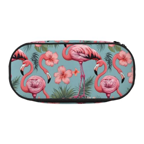 Federmäppchen mit Blumenmuster und Flamingo-Druck, leicht, tragbar, geräumiges Federmäppchen, Schulbedarf, Make-up-Aufbewahrung, Schwarz , Einheitsgröße, Taschen-Organizer von NBAGHPQ