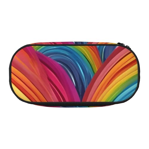 Federmäppchen mit buntem Regenbogenstreifen-Druck, leicht, tragbar, geräumiges Federmäppchen, Schulbedarf, Make-up-Aufbewahrung, Schwarz , Einheitsgröße, Taschen-Organizer Federmäppchen mit buntem Regenbogenstreifen-Druck, leicht, tragbar, geräumiges Federmäppchen, Schulbedarf, Make-up-Aufbewahrung, Schwarz , Einheitsgröße, Taschen-Organizer von NBAGHPQ
