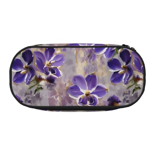 Federmäppchen mit violettem Marmor-Aufdruck, leicht, tragbar, geräumige Stifttasche, Schulbedarf, Make-up-Aufbewahrung, Schwarz , Einheitsgröße, Taschen-Organizer von NBAGHPQ