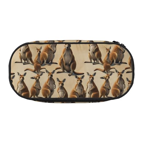 Funny for Kangaroo Zoo Print Lightness Portable Pencil Case Spacious Pen Bag School Supplies Makeup Storage, Schwarz , Einheitsgröße, Taschen-Organizer von NBAGHPQ