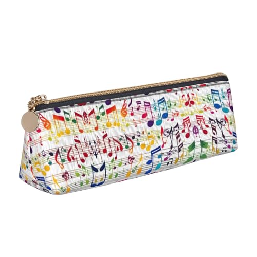 NBAGHPQ Buntes Federmäppchen mit Musiknoten-Druck, stilvolles Leder-Federmäppchen, mit Reißverschluss, dreieckig, für Jungen und Mädchen von NBAGHPQ