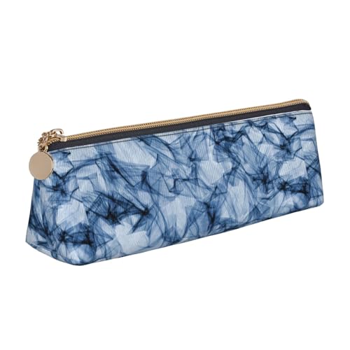 NBAGHPQ Dunkelblaues Federmäppchen mit Marmor-Aufdruck, hochwertiges Leder, mit Reißverschluss, dreieckig, für Jungen und Mädchen von NBAGHPQ