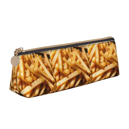 NBAGHPQ Fast Food Druck elegante hohe Kapazität Leder Federmäppchen Reißverschluss Dreieck Tasche Stifte Jungen Mädchen von NBAGHPQ