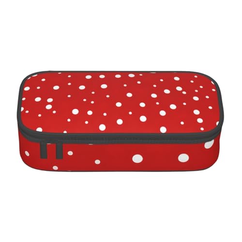 NBAGHPQ Federmäppchen, Rot und Weiß, gepunktet, großes Federmäppchen, Schreibwaren-Organizer, Teenager, Studenten, Erwachsene von NBAGHPQ