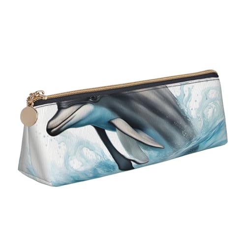 NBAGHPQ Federmäppchen aus Leder, Motiv: Ozean, Delfin, mit Reißverschluss, für Jungen und Mädchen von NBAGHPQ