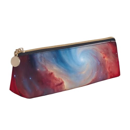 NBAGHPQ Federmäppchen aus Leder, mit Reißverschluss, mit Galaxie-Druck, für Jungen und Mädchen, Rot / Blau von NBAGHPQ