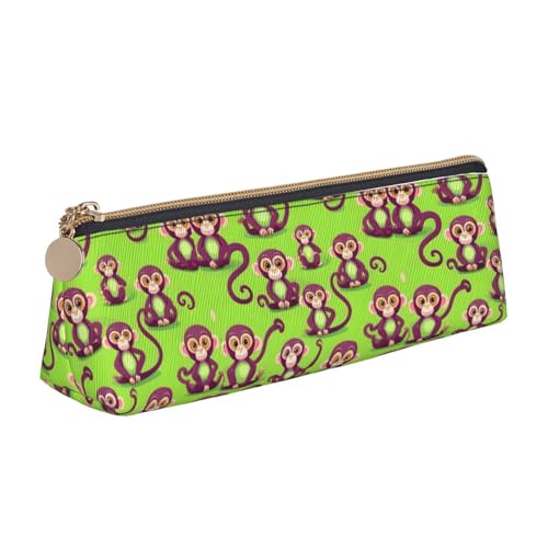 NBAGHPQ Federmäppchen aus Leder, mit großem Fassungsvermögen, mit Reißverschluss, dreieckig, für Jungen und Mädchen, Grün von NBAGHPQ