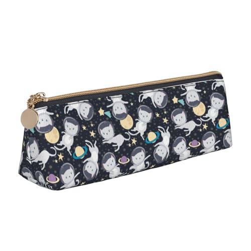 NBAGHPQ Federmäppchen aus Leder mit Reißverschluss, Astronauten-Katzen-Motiv, für Jungen und Mädchen von NBAGHPQ