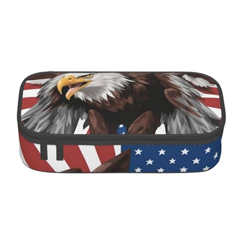 NBAGHPQ Federmäppchen mit Adler und USA-Flagge, großes Federmäppchen, Schreibwaren-Organizer, Teenager, Studenten, Erwachsene von NBAGHPQ