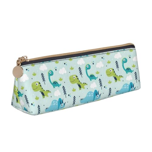 NBAGHPQ Federmäppchen mit Dinosaurier-Muster, stilvoll, hohe Kapazität, Leder, mit Reißverschluss, dreieckig, für Jungen und Mädchen von NBAGHPQ