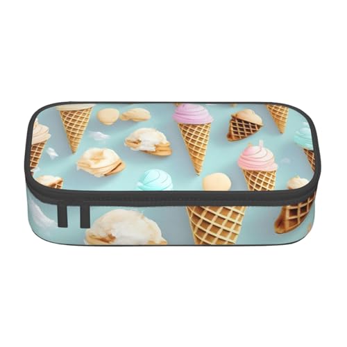 NBAGHPQ Federmäppchen mit Eis- und Waffelmuster, großes Federmäppchen, Schreibwaren-Organizer, Teenager, Studenten, Erwachsene NBAGHPQ Federmäppchen mit Eis- und Waffelmuster, großes Federmäppchen, Schreibwaren-Organizer, Teenager, Studenten, Erwachsene von NBAGHPQ