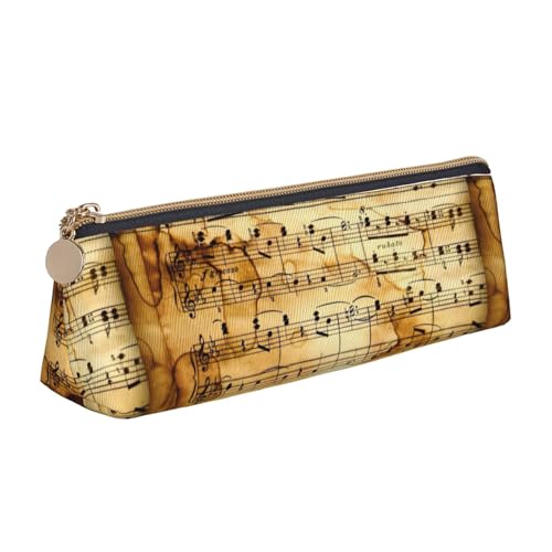 NBAGHPQ Federmäppchen mit Musiknoten-Aufdruck, stilvolles Leder-Federmäppchen, mit Reißverschluss, dreieckig, für Jungen und Mädchen von NBAGHPQ