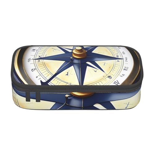 NBAGHPQ Federmäppchen mit Segelboot, nautischer Kompass, große Aufbewahrung, Federmäppchen, Schreibwaren-Organizer, Teenager, Studenten, Erwachsene von NBAGHPQ