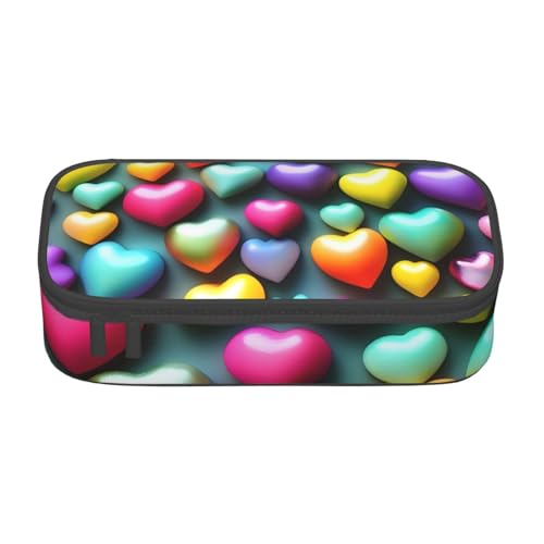 NBAGHPQ Federmäppchen mit buntem Regenbogen-Herz-Druck, große Aufbewahrung, Federmäppchen, Schreibwaren-Organizer, Teenager, Studenten, Erwachsene von NBAGHPQ