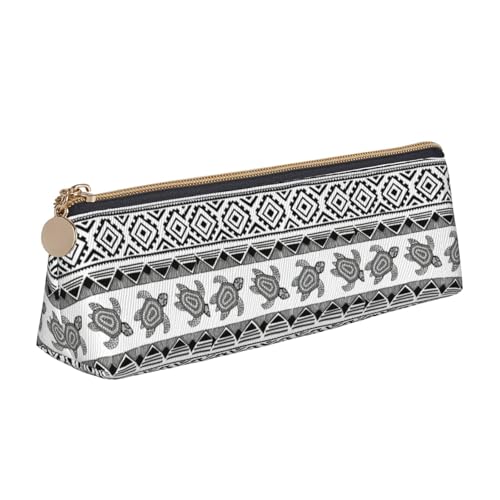 NBAGHPQ Federmäppchen mit ethnischem Schildkrötenmuster, stilvoll, hohe Kapazität, Leder, mit Reißverschluss, dreieckig, für Jungen und Mädchen von NBAGHPQ