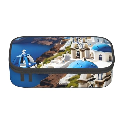 NBAGHPQ Federmäppchen mit griechischer Insel-Motiv, großes Federmäppchen, Schreibwaren-Organizer, Teenager, Studenten, Erwachsene NBAGHPQ Federmäppchen mit griechischer Insel-Motiv, großes Federmäppchen, Schreibwaren-Organizer, Teenager, Studenten, Erwachsene von NBAGHPQ