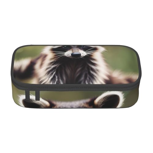 NBAGHPQ Federmäppchen mit niedlichem Waschbär-Aufdruck, große Aufbewahrung, Federmäppchen, Schreibwaren-Organizer, Teenager, Studenten, Erwachsene von NBAGHPQ
