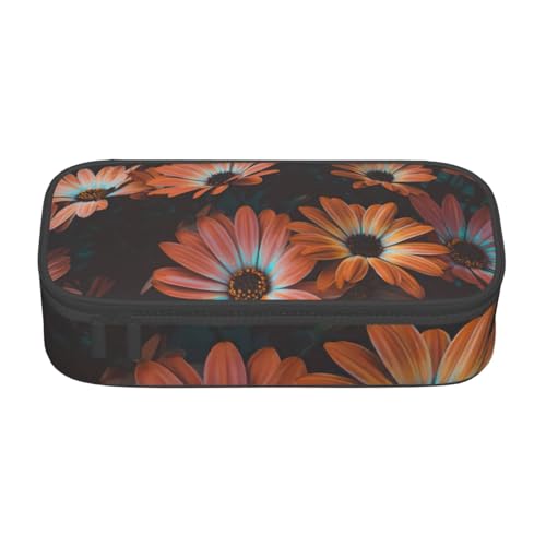 NBAGHPQ Federmäppchen mit orangefarbenem Chrysanthemen-Druck, große Aufbewahrung, Federmäppchen, Schreibwaren-Organizer, Teenager, Studenten, Erwachsene von NBAGHPQ