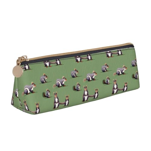 NBAGHPQ Federmäppchen mit rotem Eichhörnchen-Aufdruck, hochwertiges Leder, mit Reißverschluss, dreieckig, für Jungen und Mädchen von NBAGHPQ