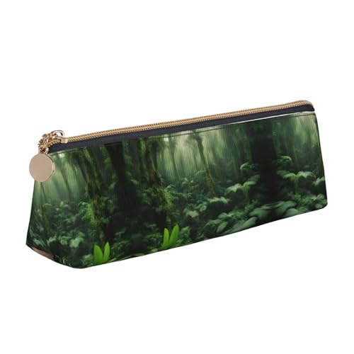 NBAGHPQ Federmäppchen mit tropischem Regenwald-Druck, stilvolles Leder-Federmäppchen, mit Reißverschluss, dreieckig, für Jungen und Mädchen von NBAGHPQ