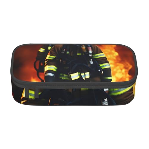 NBAGHPQ Feuerwehrmann Feuerwehrmann Flamme Druck Funktionalität Große Aufbewahrung Federmäppchen Schreibwaren Organizer Teenager Studenten Erwachsene von NBAGHPQ