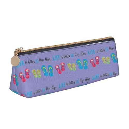 NBAGHPQ Flip Flops Kalligraphie Strandschuhe Druck Stilvolle Hohe Kapazität Leder Federmäppchen Reißverschluss Dreieck Tasche Stifte Jungen Mädchen von NBAGHPQ