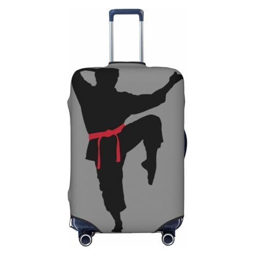 NBAGHPQ Karate Men Print Double Sided Elastic Protection Universal Suitcase Cover Unique Luggage Protector, Schwarz , L von NBAGHPQ