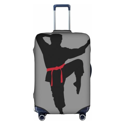 NBAGHPQ Karate Men Print Universal Stilvolle Kofferhülle Elastisch Waschbar Anti-Kratzer Gepäckschutz, weiß, L von NBAGHPQ