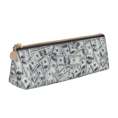 NBAGHPQ Lustiges Federmäppchen mit Dollar-Gelddruck, stilvolles Leder-Federmäppchen, mit Reißverschluss, dreieckig, für Jungen und Mädchen von NBAGHPQ