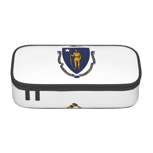 NBAGHPQ Massachusetts Federmäppchen, Motiv: Staatsflagge, großes Aufbewahrungs-Federmäppchen, Schreibwaren-Organizer, Teenager, Studenten, Erwachsene von NBAGHPQ