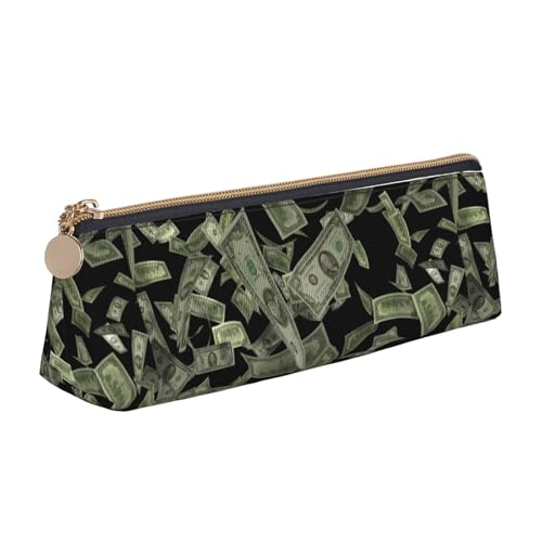 NBAGHPQ Stilvolles, hochwertiges Leder-Federmäppchen mit Reißverschluss, dreieckig, für Jungen und Mädchen von NBAGHPQ